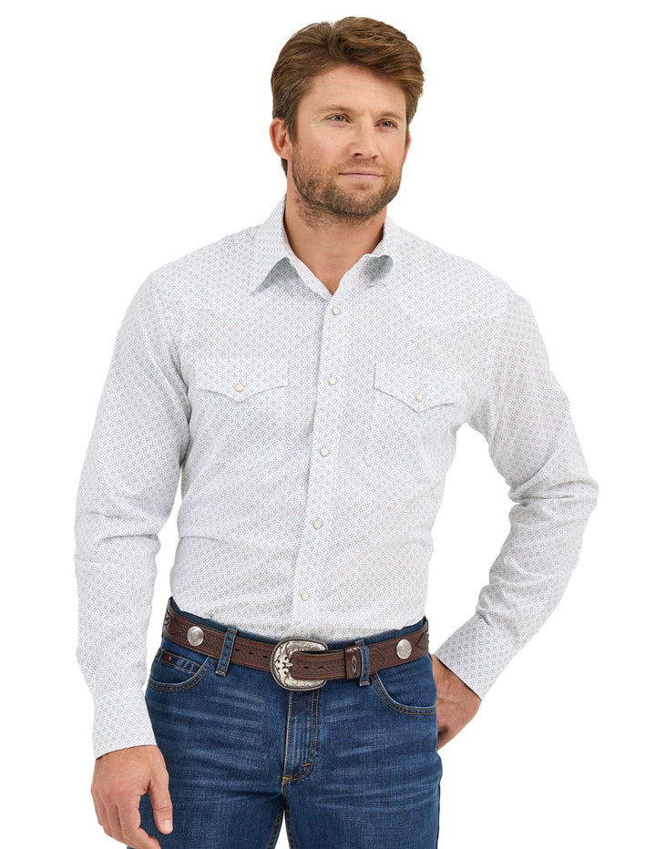 Wrangler Mens White Printed Long Sleeve Shirt