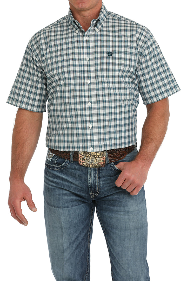 Cinch Mens Plaid Short Sleeve Shirt