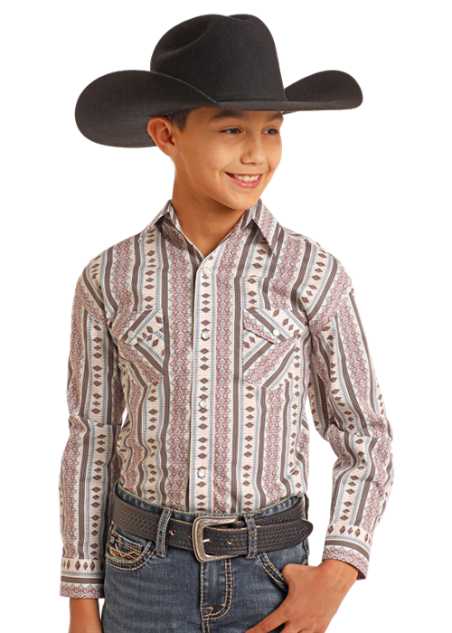 Panhandle Boys Multi Print Long Sleeve Shirt