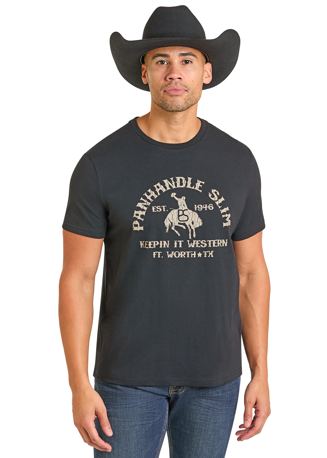 Panhandle Mens Black Keepin It Western T-Shirt