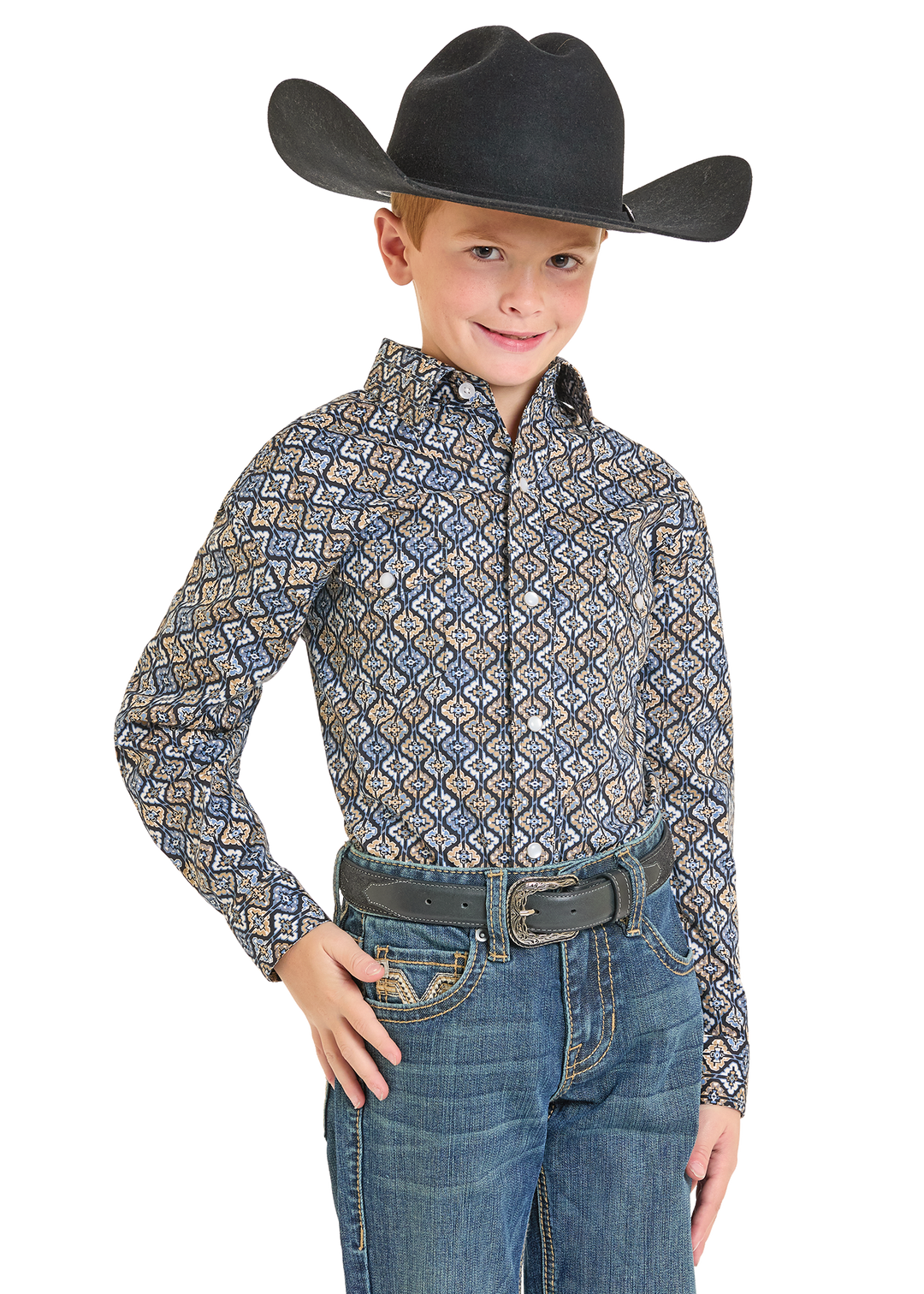Panhandle Boys Long Sleeve Pearl Snap Shirt