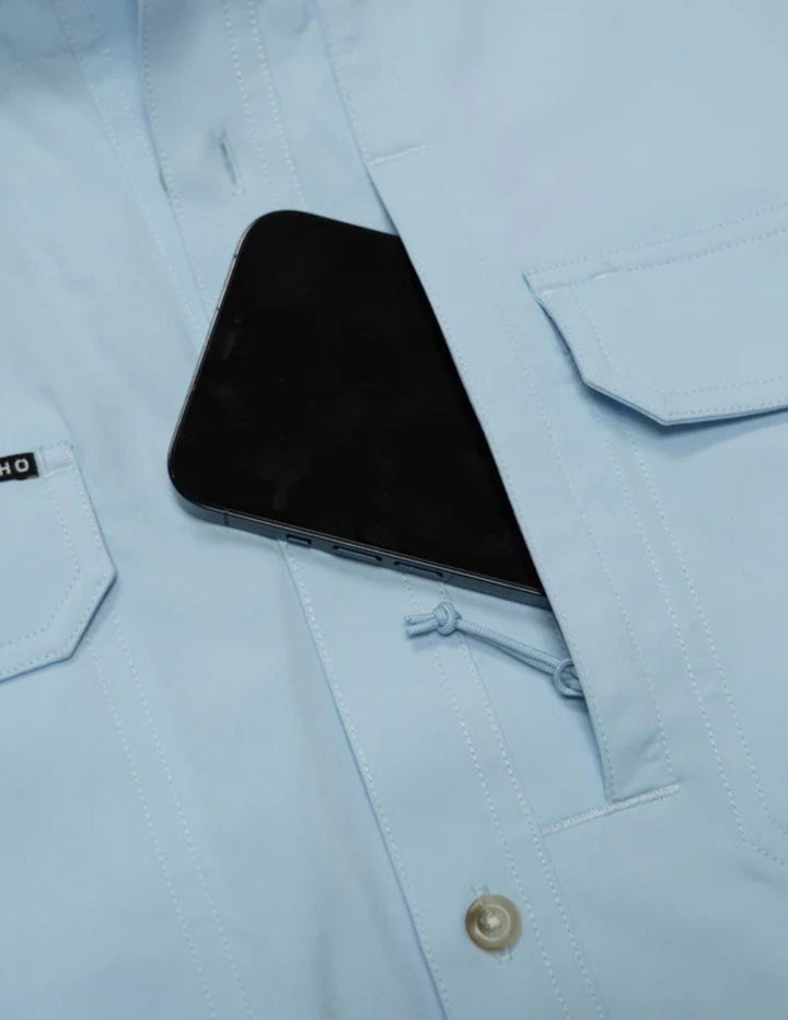 Poncho Mens Blue Steel Short Sleeve Shirt