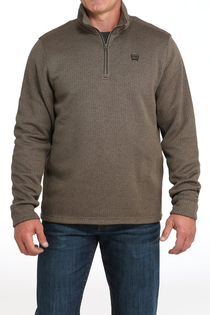 Cinch Mens Brown Quarter Zip Sweater