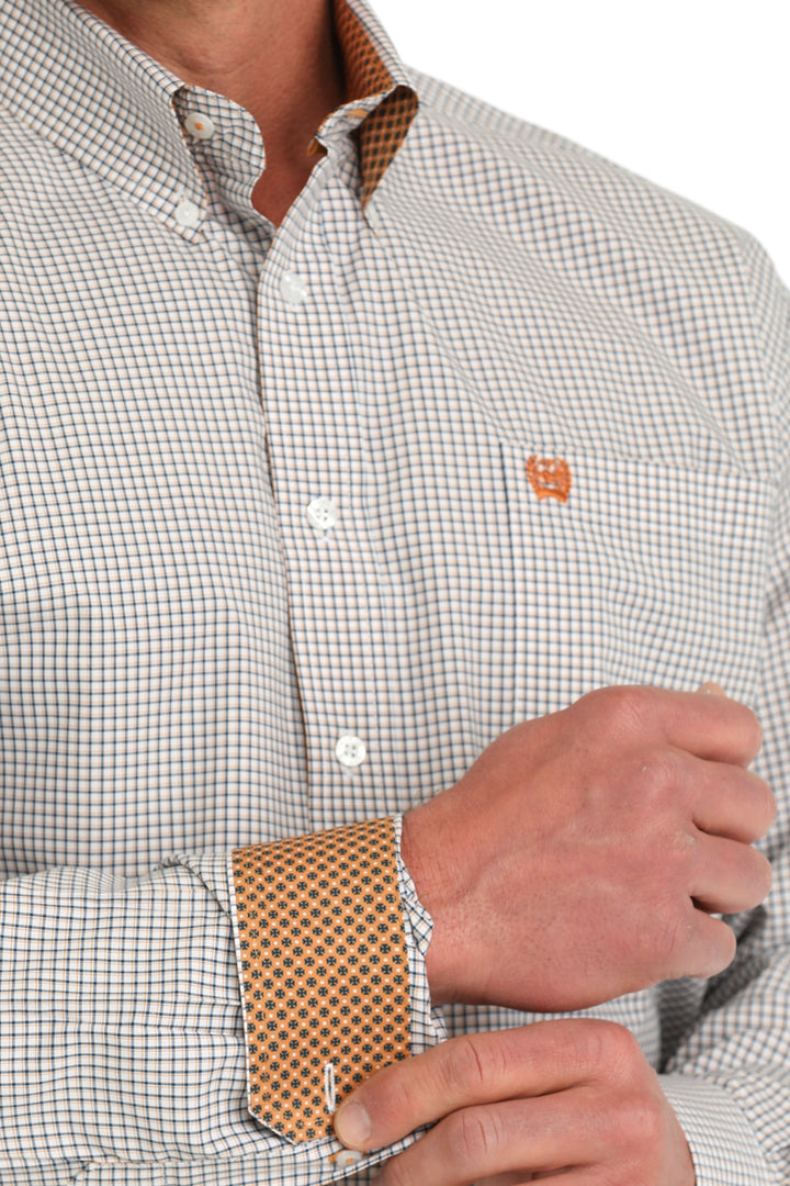 Cinch Mens White Printed Long Sleeve Shirt