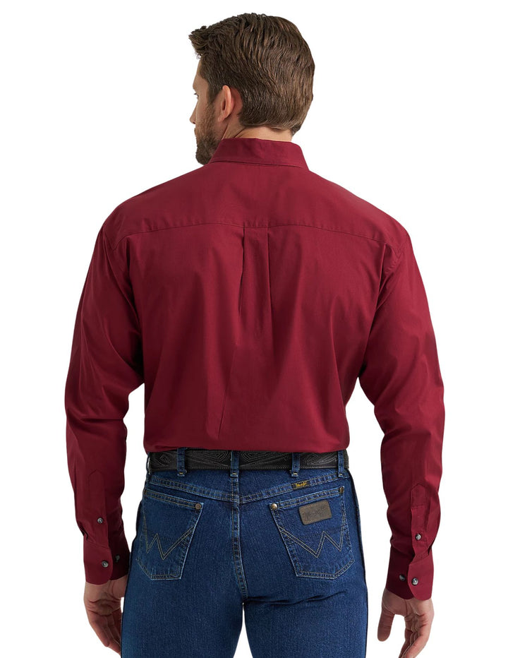 Wrangler Mens George Strait™ Burgundy Solid Shirt