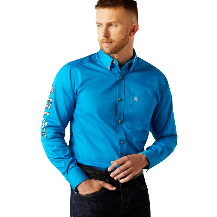 Ariat Mens Blue Team Logo Shirt