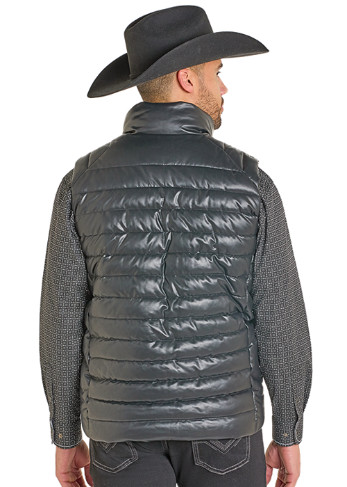Panhandle Mens Semi-Shiny Black Puffer Vest
