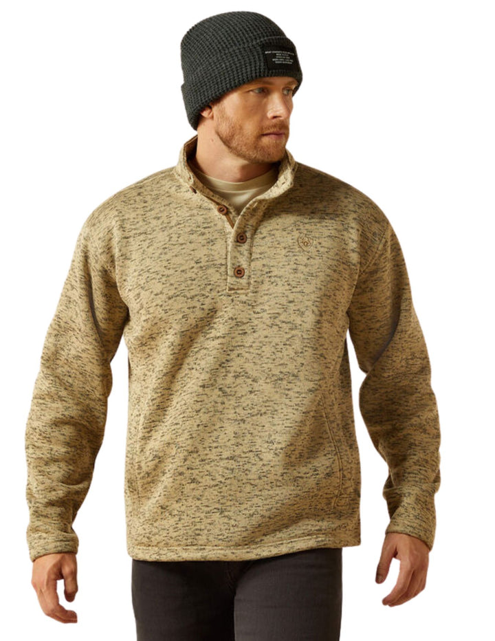 Ariat Mens Beige Caldwell 1/4 Button Sweater