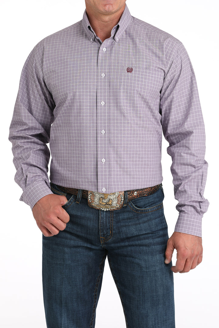 Cinch Mens Lilac Classic Fit Button-Down Western Shirt
