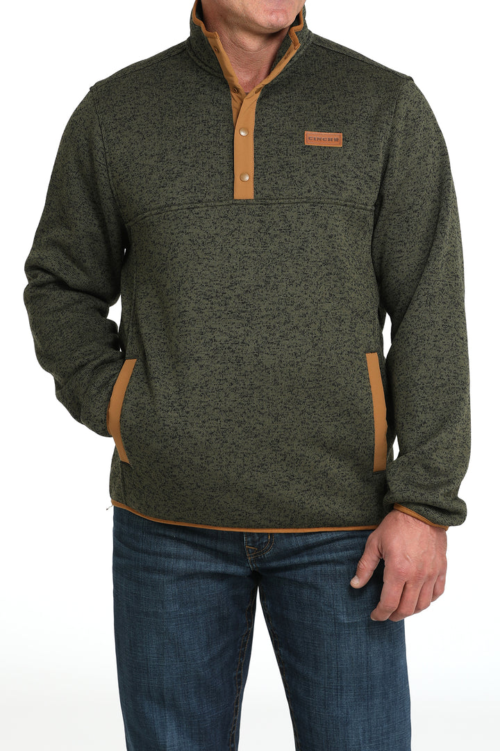 Cinch Mens Olive Quarter Snap Pullover