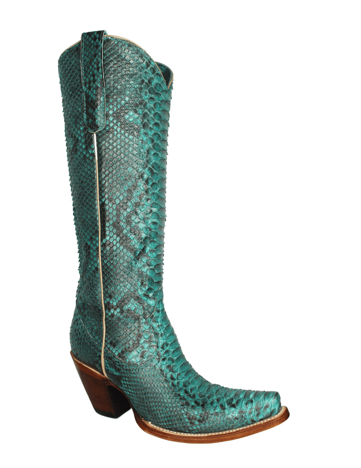 Corral Womens Turquoise Python Tall Top Full Exotic Glitter Boots