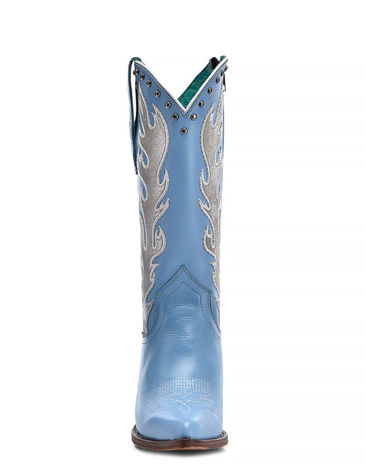 Corral Womens Baby Blue Flame Studded Boots