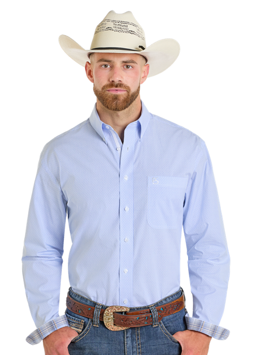 Panhandle Mens Light Blue Long Sleeve Shirt