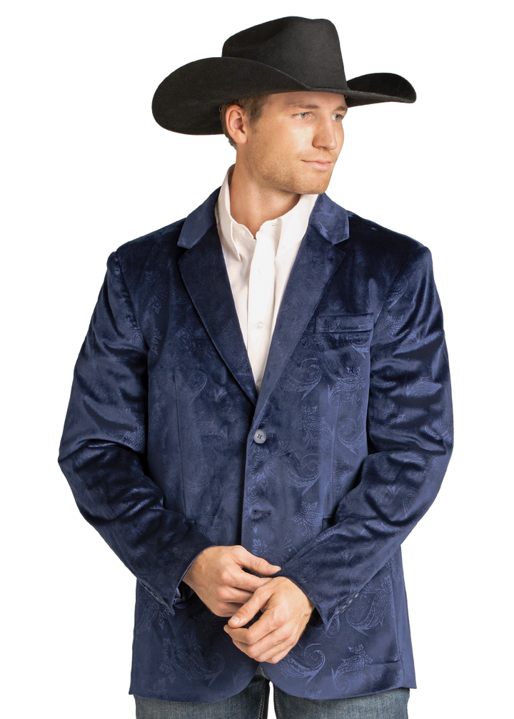 Panhandle Mens Navy Velvet Sport Coat