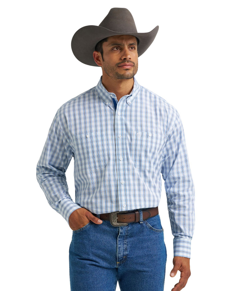 Wrangler Mens George Strait™ Long Sleeve Button Down Two Pocket Shirt