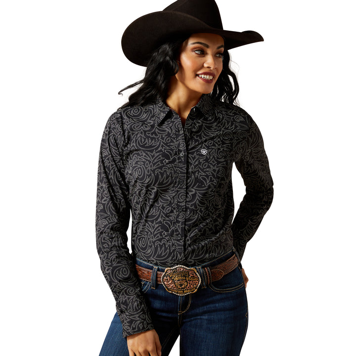 Ariat Womens Black Boot Stitch Kirby Stretch Shirt