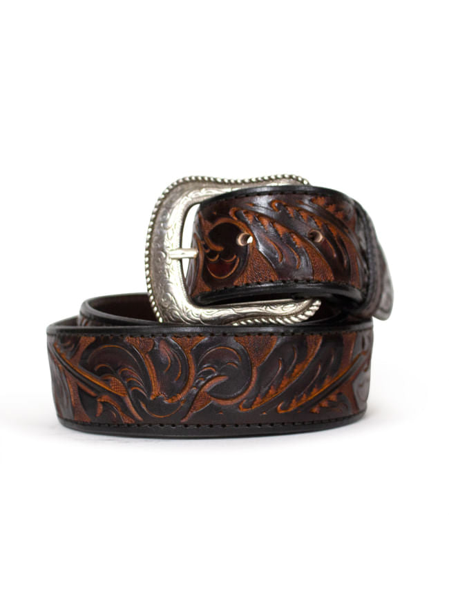 Mens Chacon Carved Deluxe Brown 1 1/2 Belt