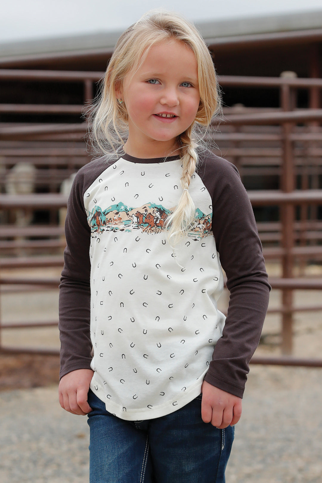 Cinch Girls Cream Reglan Long Sleeve Shirt