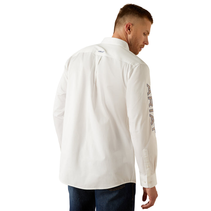 Ariat Mens White Team Logo Twill Classic Fit Shirt
