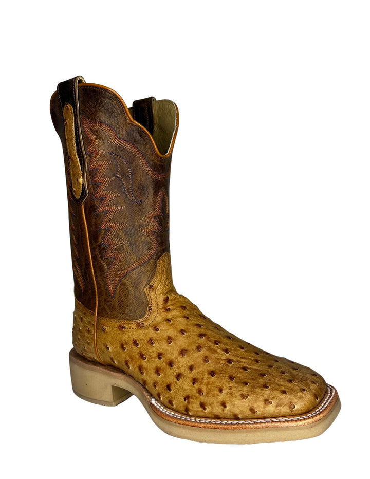 R. Watson Mens Antique Saddle Full Quill Ostrich Boots