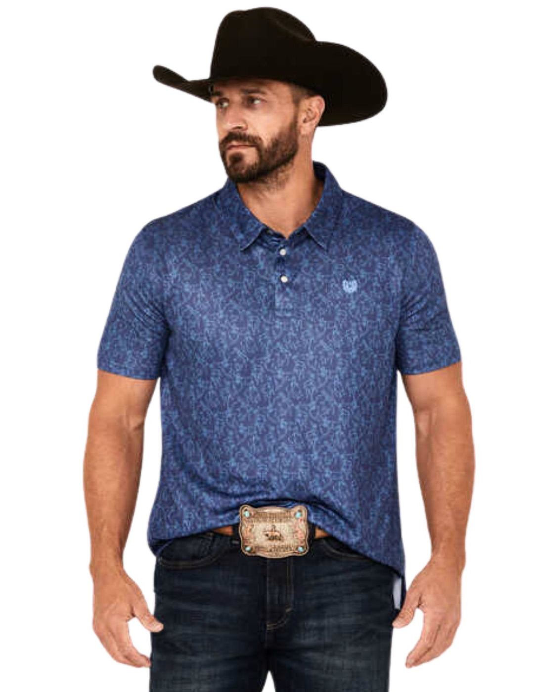 Panhandle Mens Blue Polo Short Sleeve Shirt