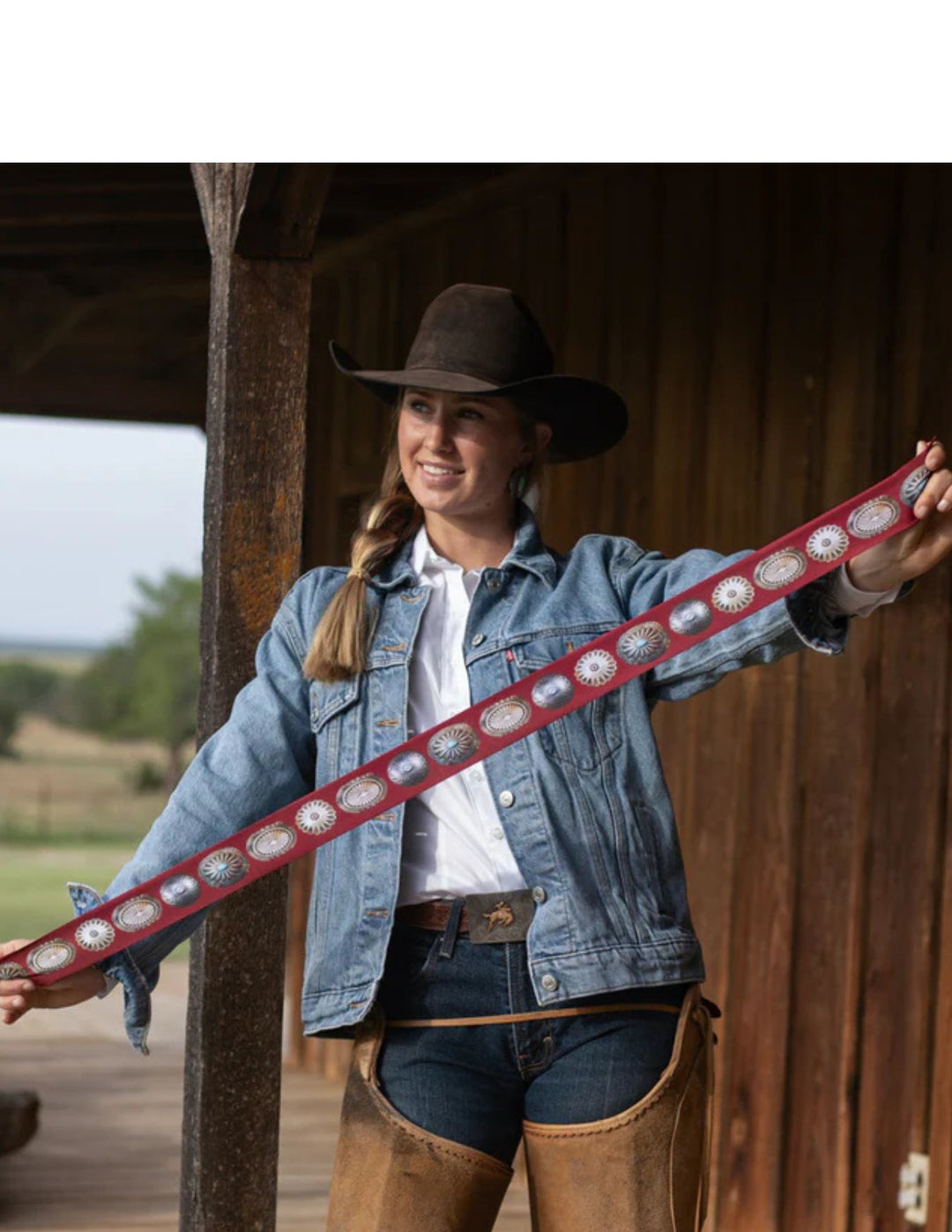 Fringe Scarves Womens Red Big Concho Twilly