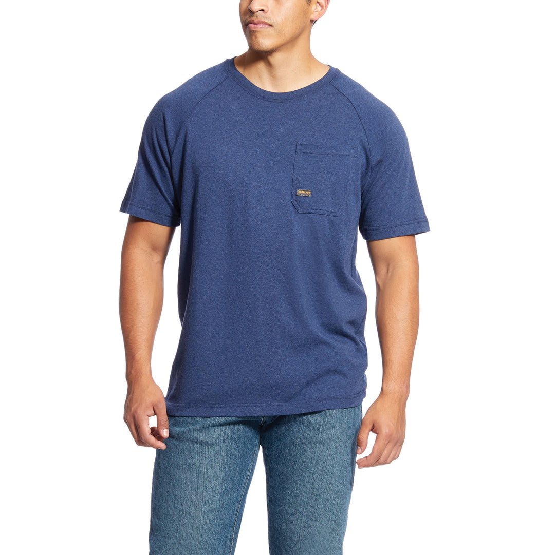 Men's Ariat Rebar Cotton Strong Crew Navy