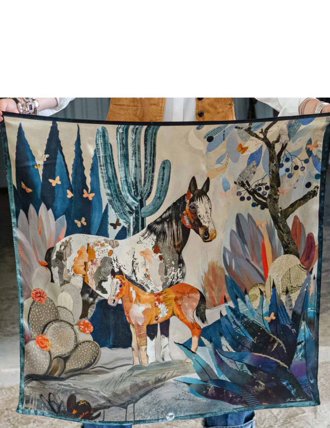 Fringe Scarves Womens Blue Melodies Wild Rag