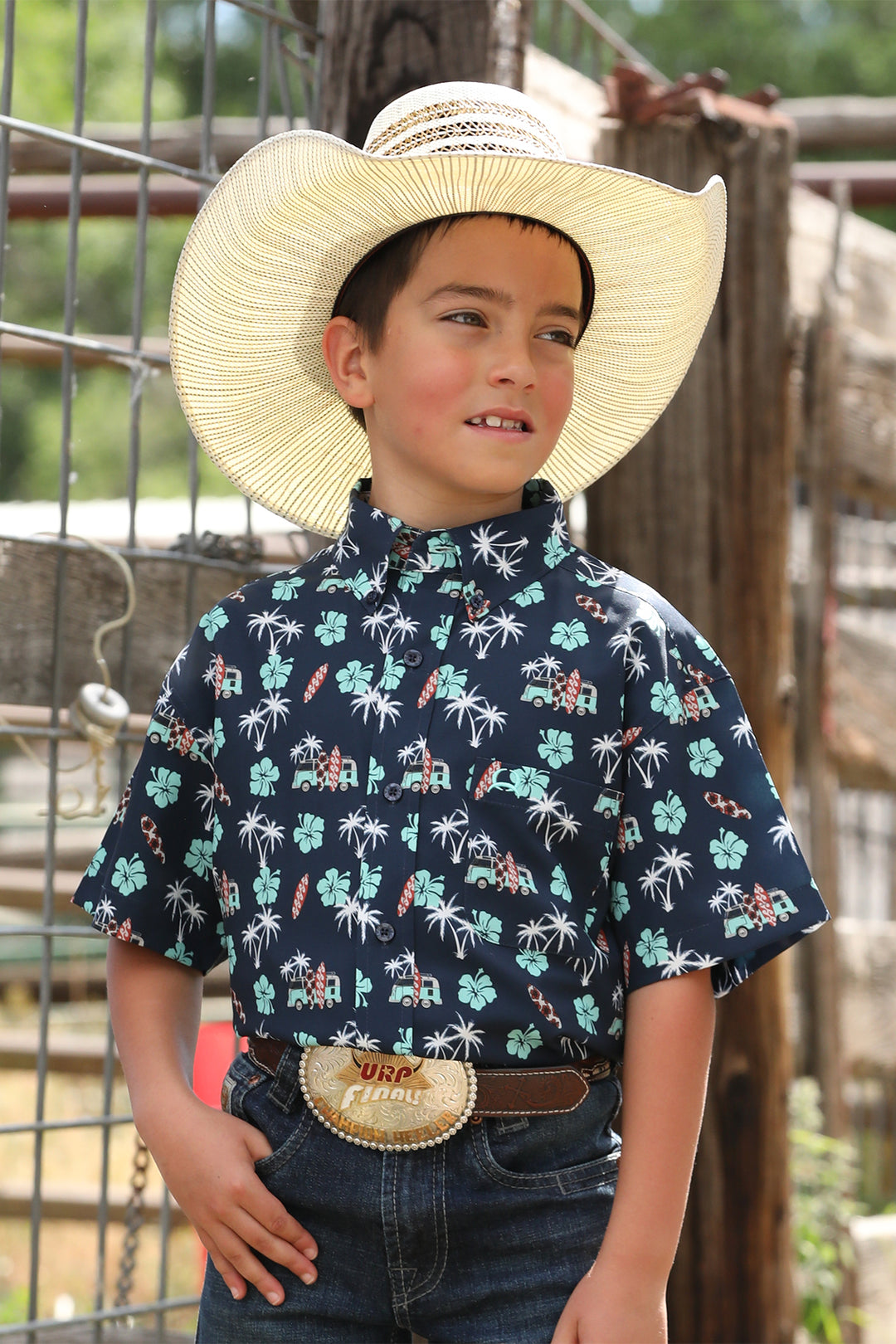Cinch Boys Navy Beach Short Sleeve Shirt