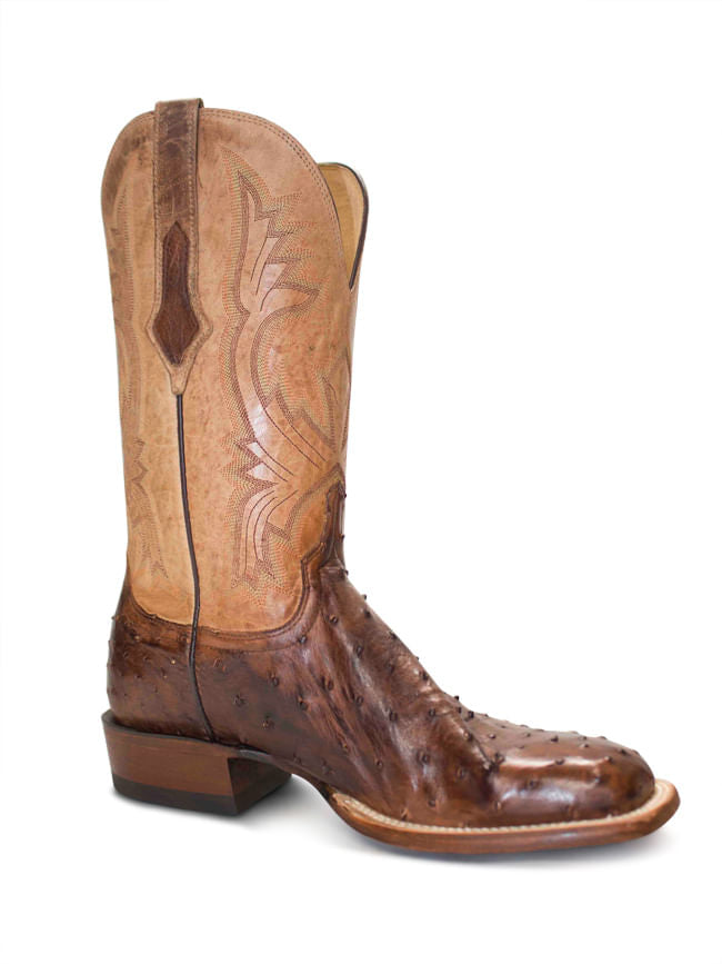 Men s Lucchese Cliff Chocolate Full Quill Ostrich Texas Boot Company