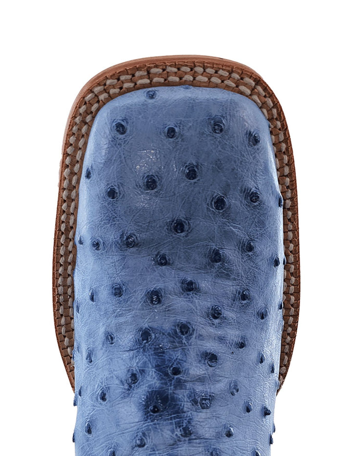 R. Watson Womens Denim Full Quill Ostrich Boots