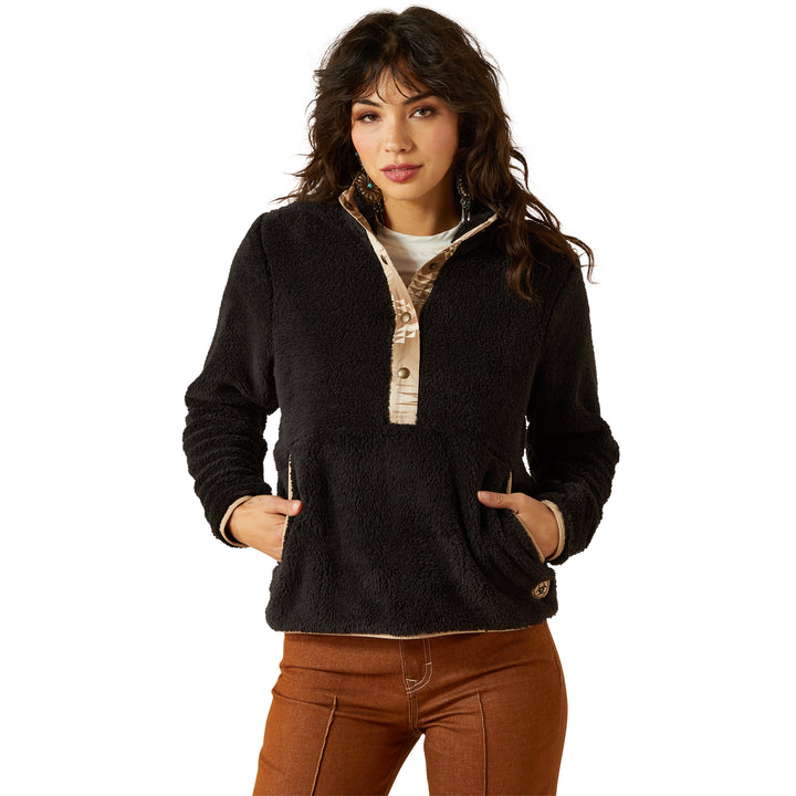 Ariat Womens Black Berber Snap Front Sweatshirt