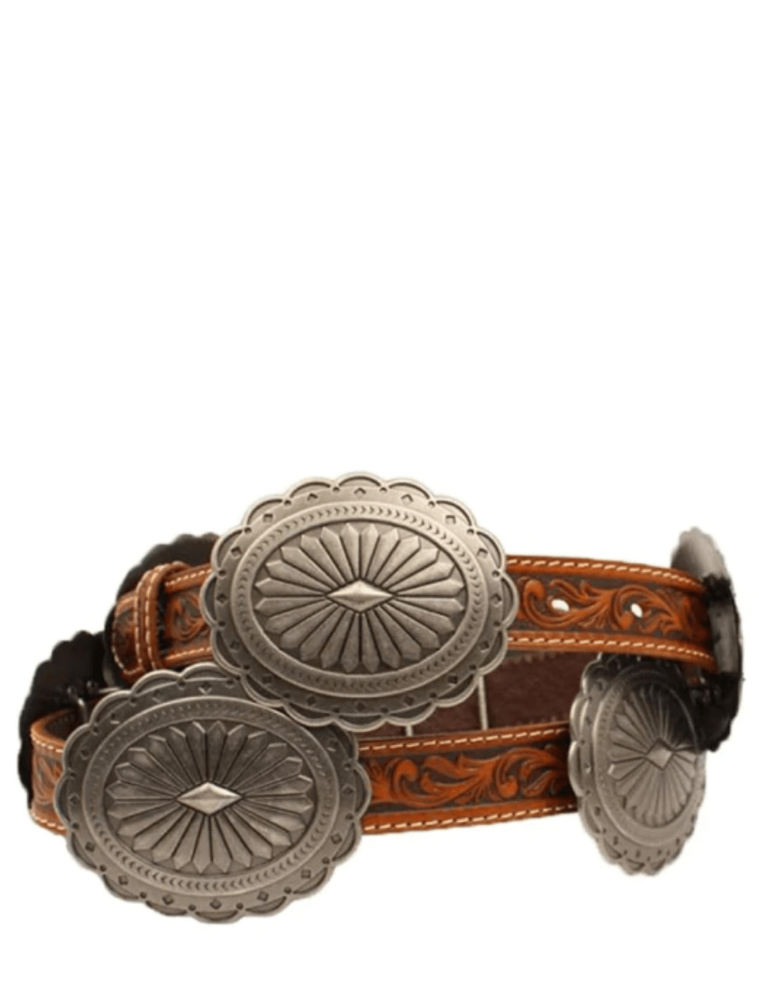 Ariat Womens Oval Floral Silver Concho Belt