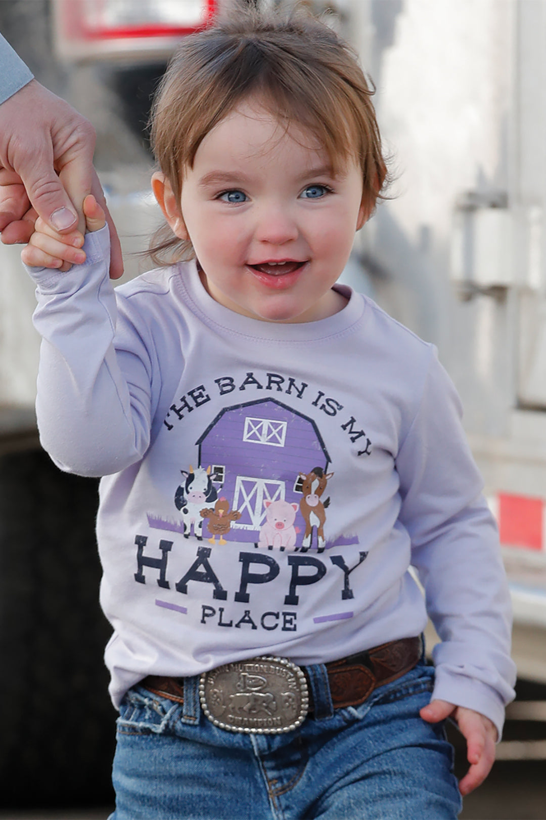 Cinch Girls Lilac Happy Barn Long Sleeve T-Shirt