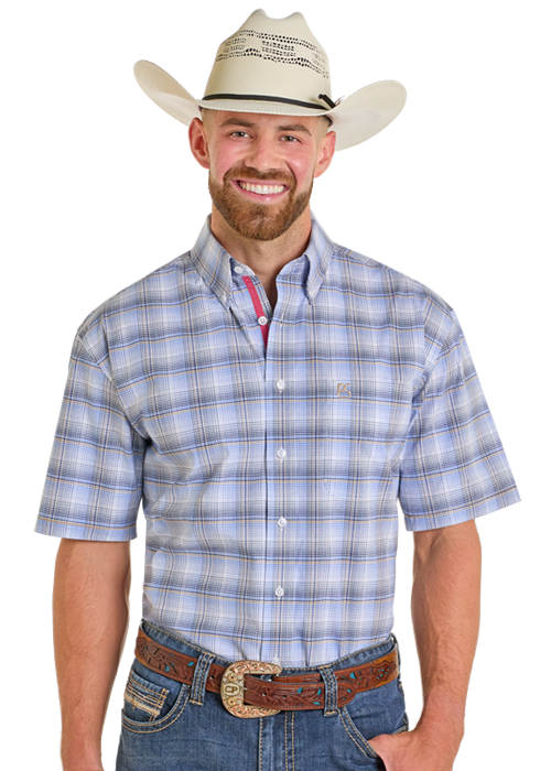 Panhandle Mens Blue Button Down Shirt