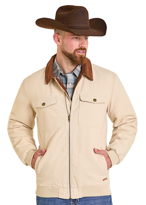 Panhandle Mens Washed Canvas Bomber Jacket