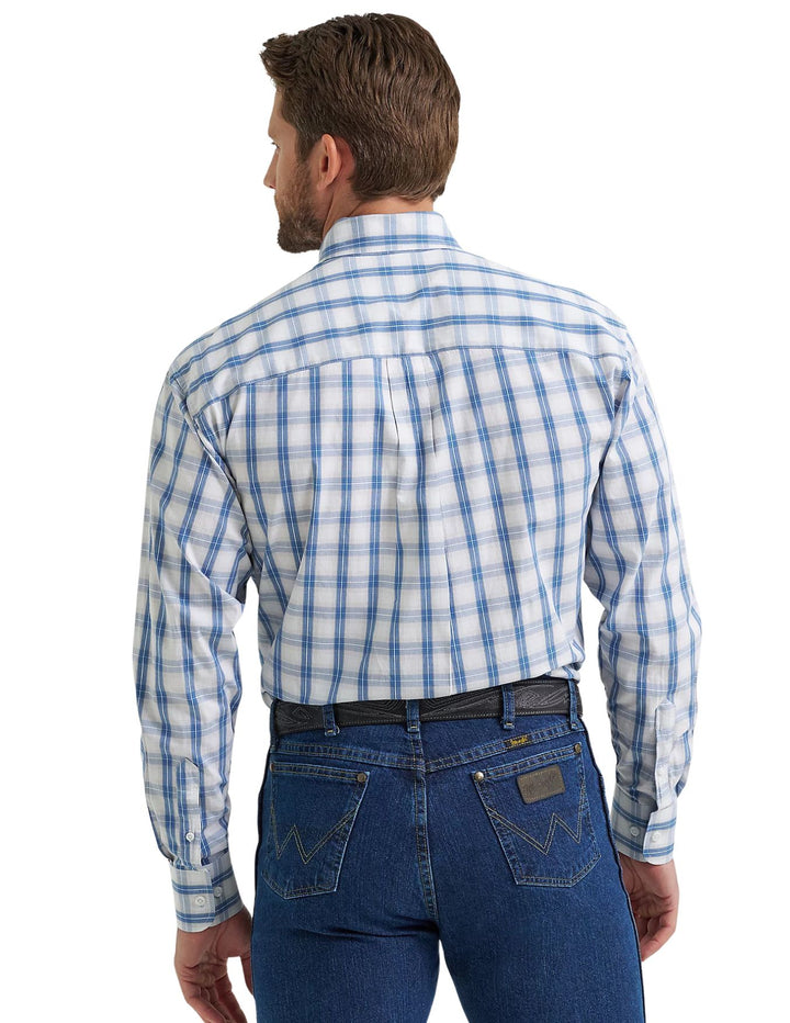 Wrangler Mens George Strait Plaid Long Sleeve Shirt