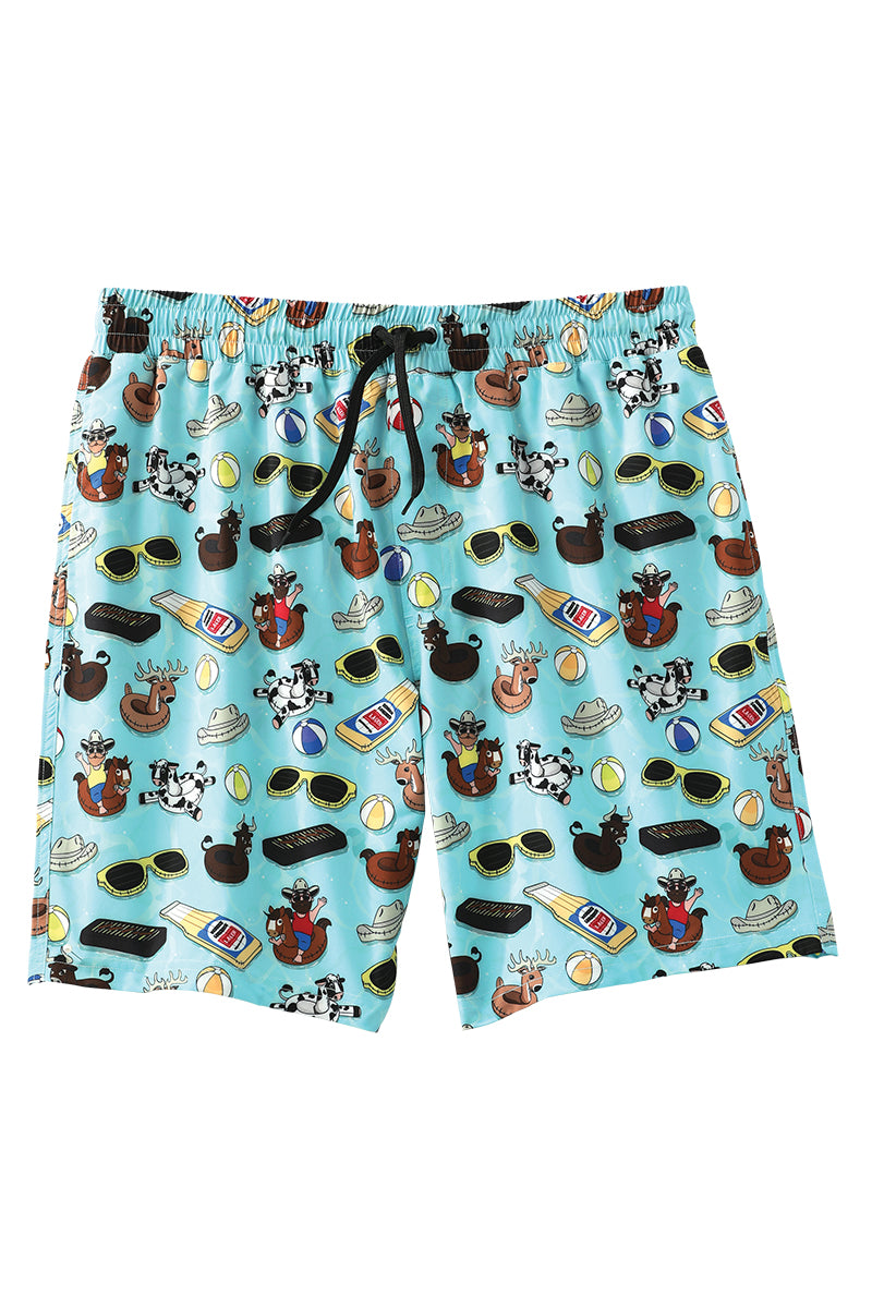 Cinch Mens Turquoise Western Swim Trunks