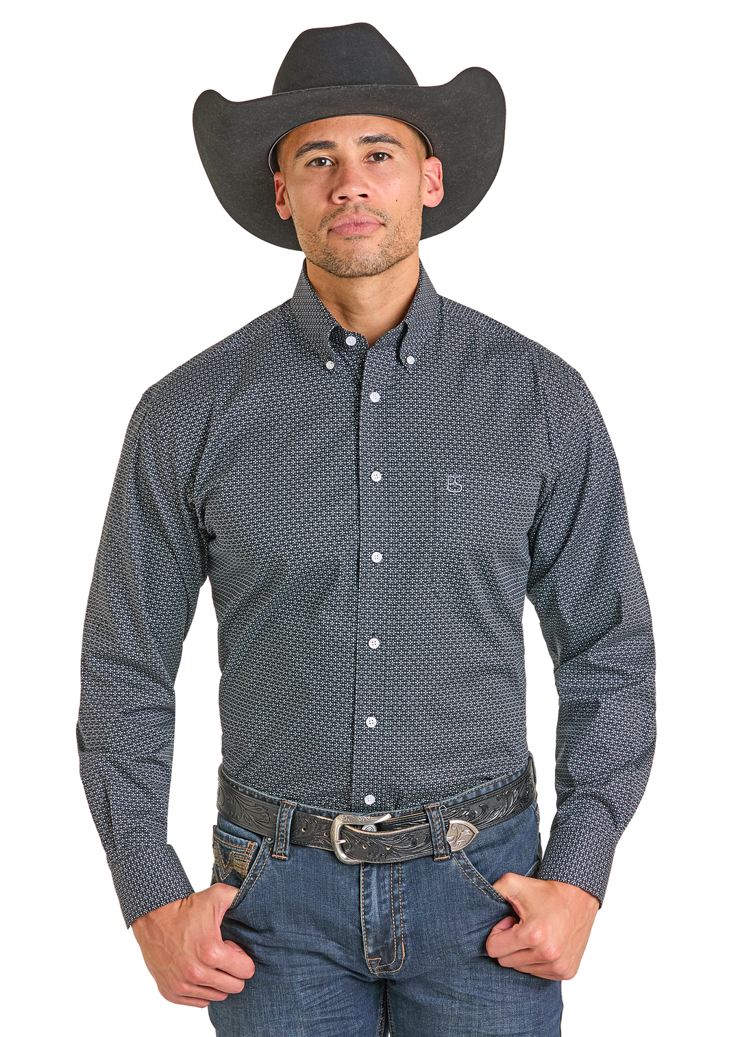 Panhandle Mens Black Printed Long Sleeve Shirt