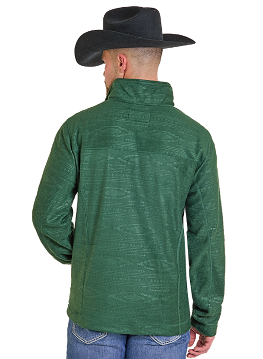 Panhandle Mens Hunter Green Embossed Fleece Pullover