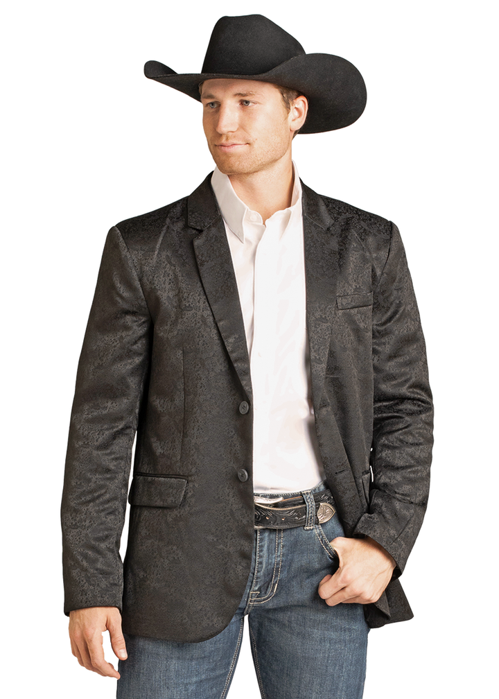Panhandle Mens Paisley Black Sport Coat