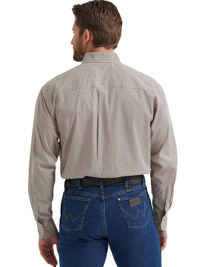 Wrangler Mens George Strait Brown Printed Long Sleeve Shirt