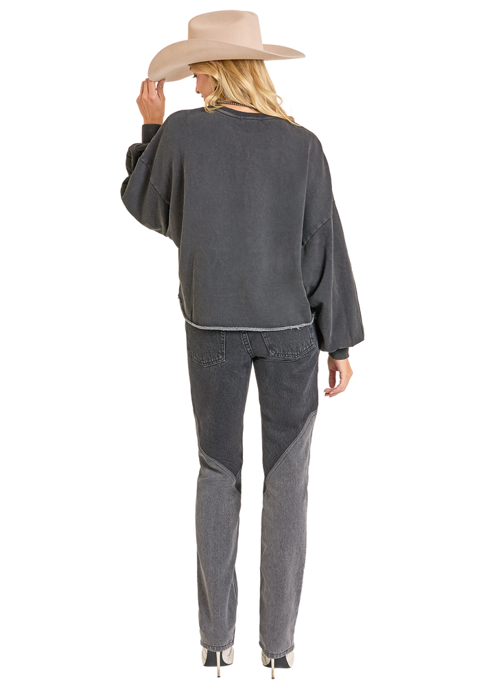 Panhandle Womens Black Embellished Cropped Sweater