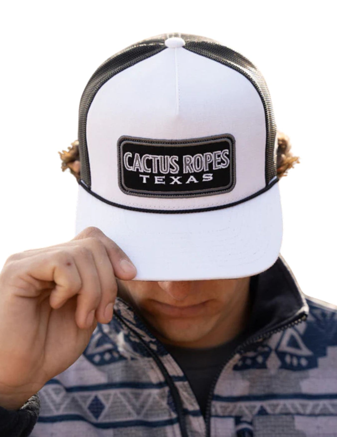 Hooey Mens White Cactus Ropes Cap