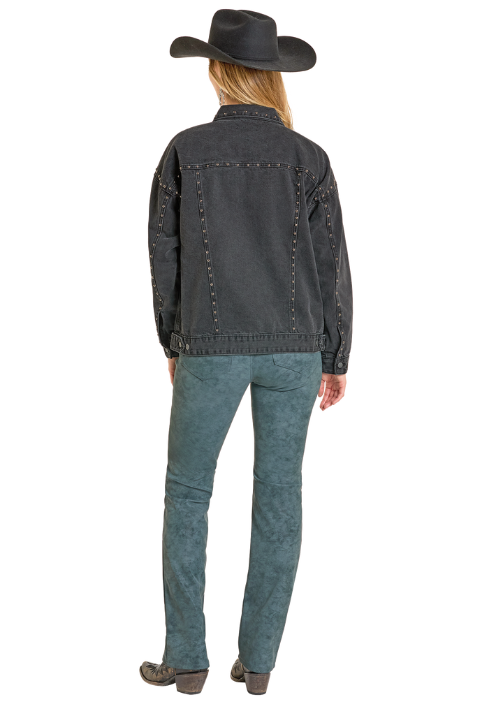 Panhandle Womens Black Studded Denim Jacket