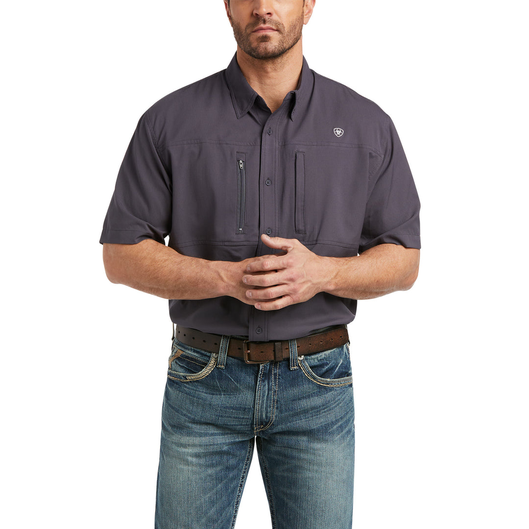Mens Ariat Venttek Short Sleeve Charcoal Shirt