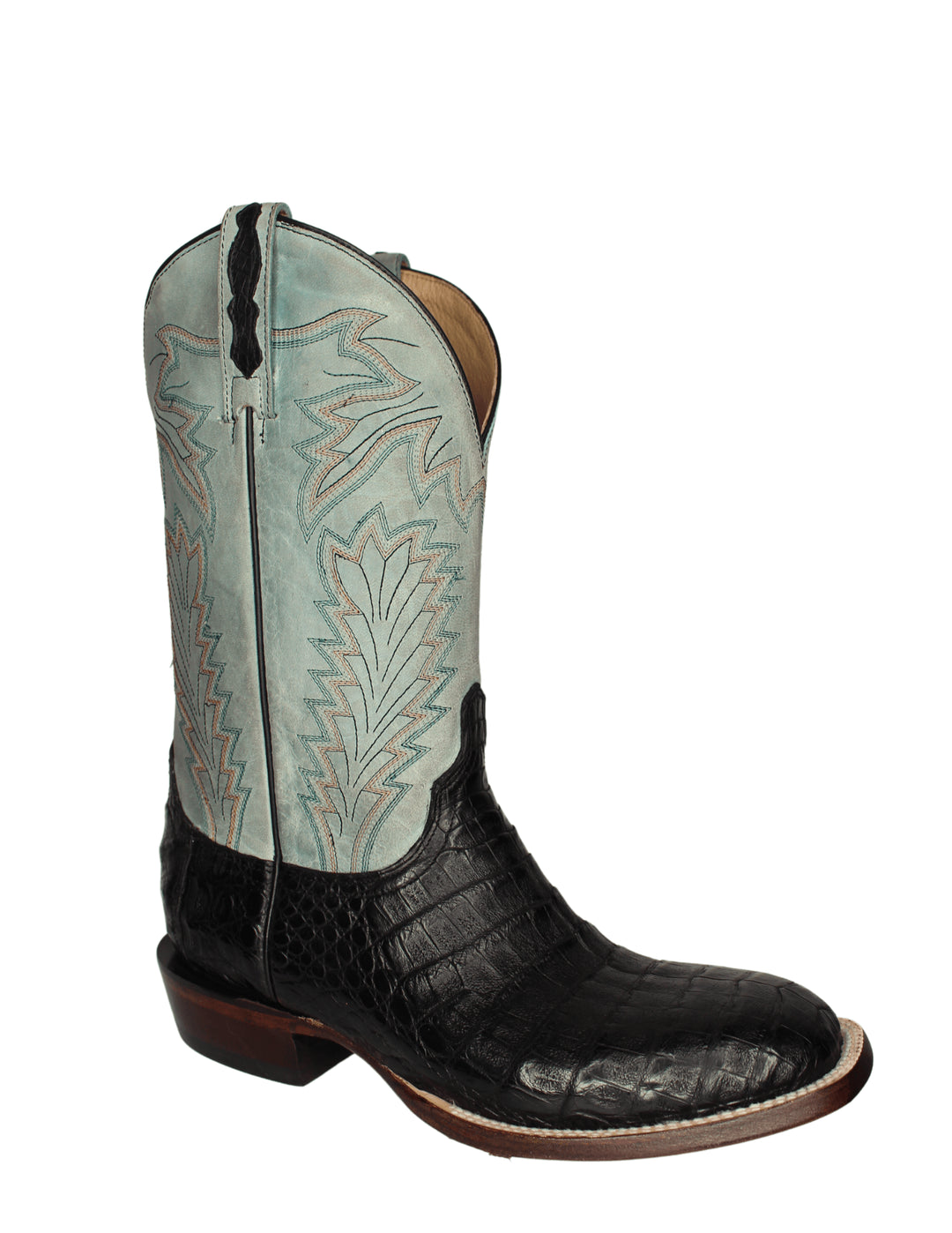 Lucchese Mens Black Caiman Belly Boots