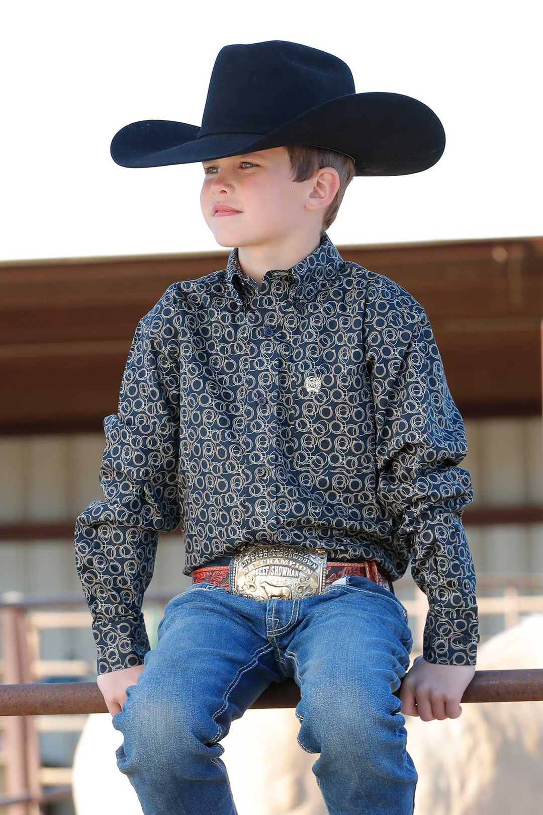 Cinch Boys Navy Rope Print Shirt