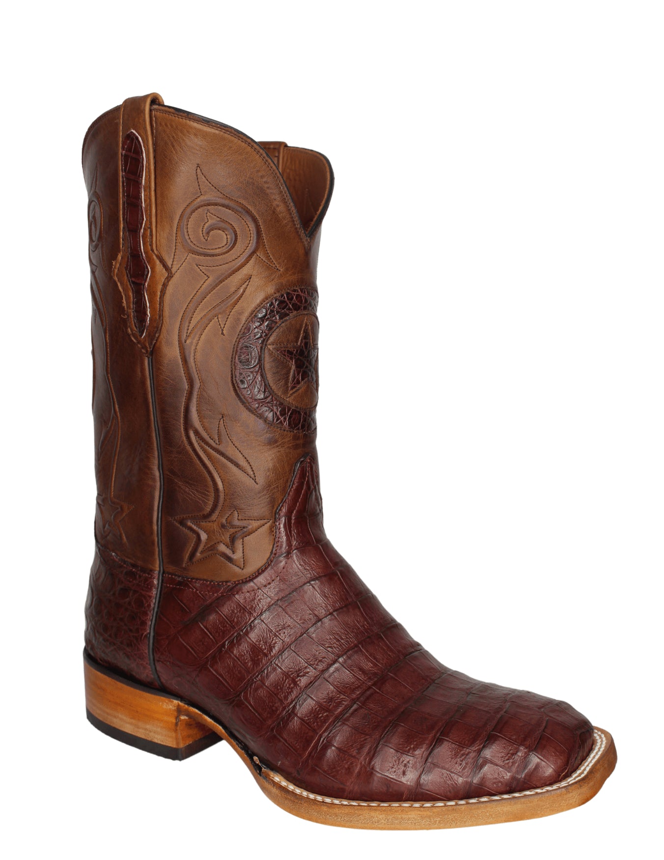 Fennix italy boot brown alligator side zipper classy fashionable red bottle sole James - Brandy - Square Toe (Alligator Hornback) – Gomez  main image 2