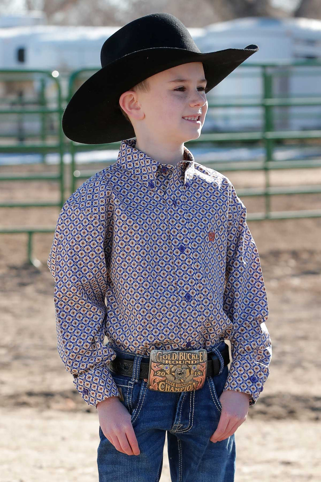 Cinch Boys Purple Print Long Sleeve Shirt